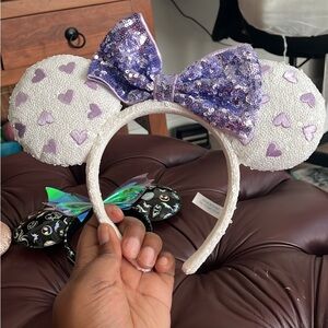 White and purple Disney ears